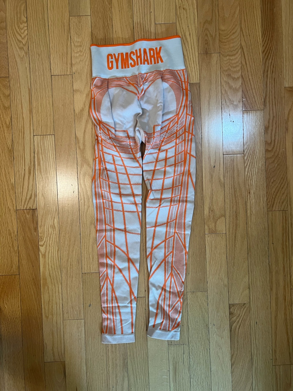 Gymshark Women's Orange and off-White Seamless Leggings
